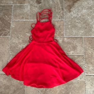 Red dress with straps in the back